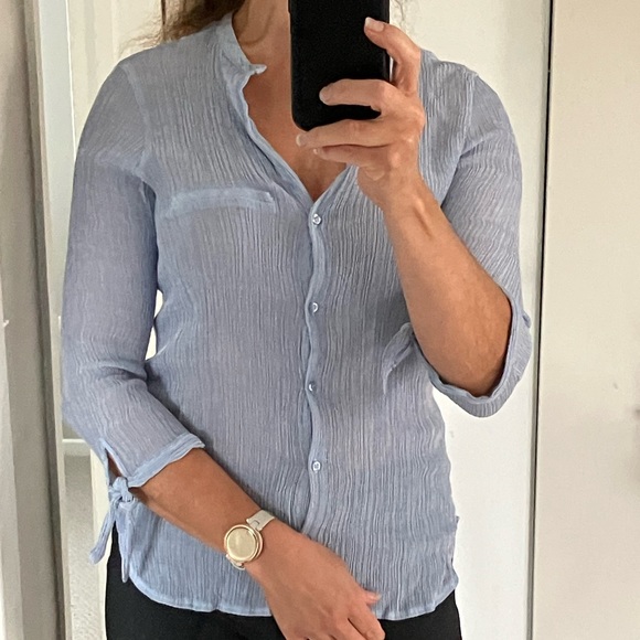 ZARA Blue Thin Viscose Shirt Top Blouse Size S (fits like XS) - Picture 2 of 8